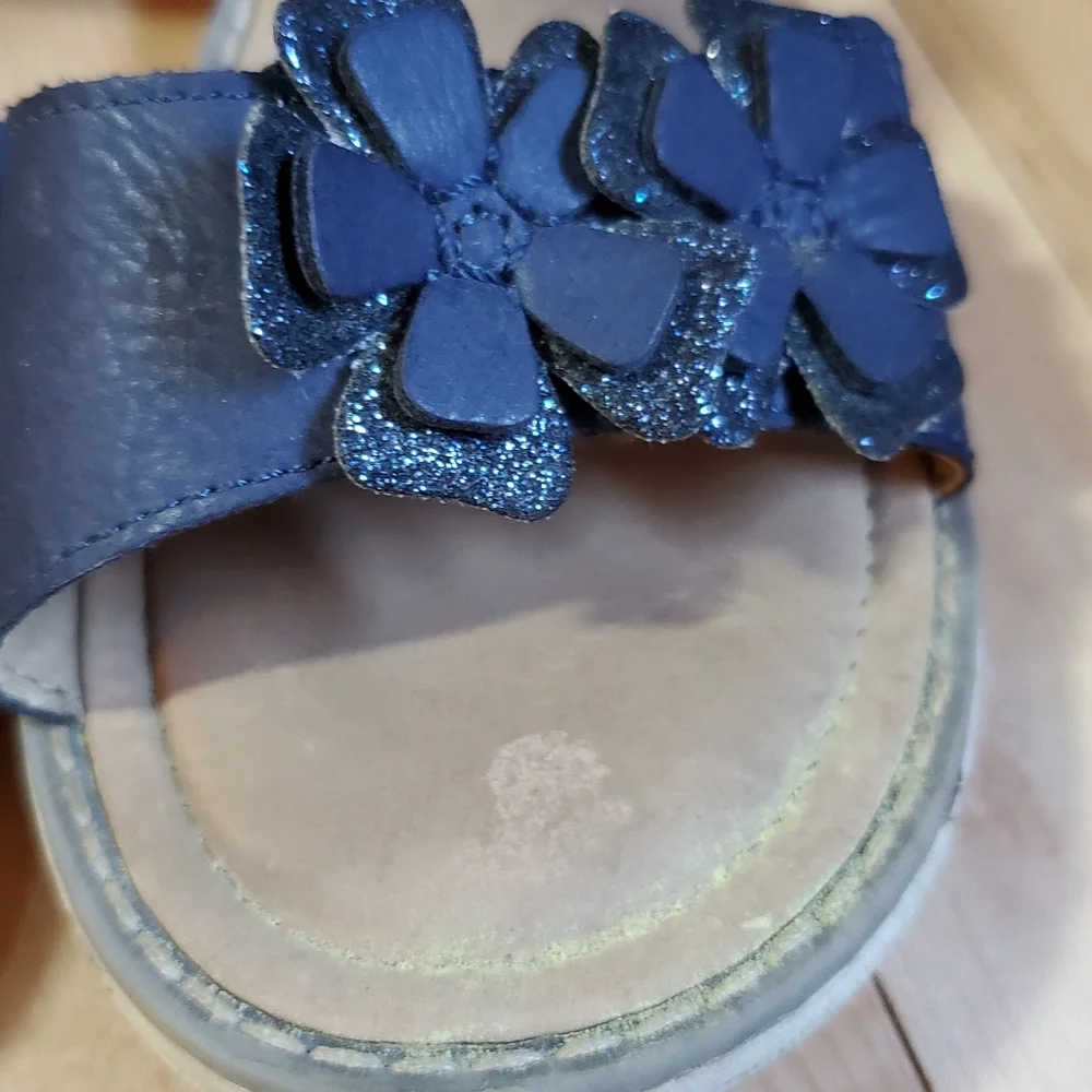 Hanna Andersson Navy Blue Glitter Sandals Youth Size‎ 2